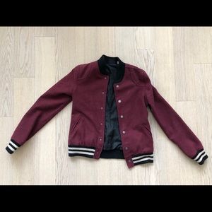 Urban Outfitters Maroon Varsity Bomber Jacket